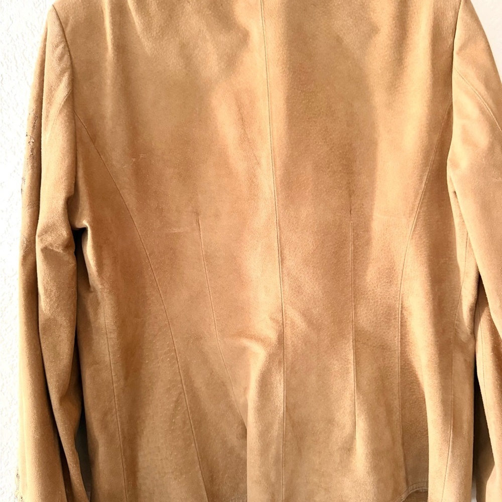 Neiman Marcus Exclusive Suede Leather Floral Embroidered Beaded Jacket Size 10 - Picture 3 of 7